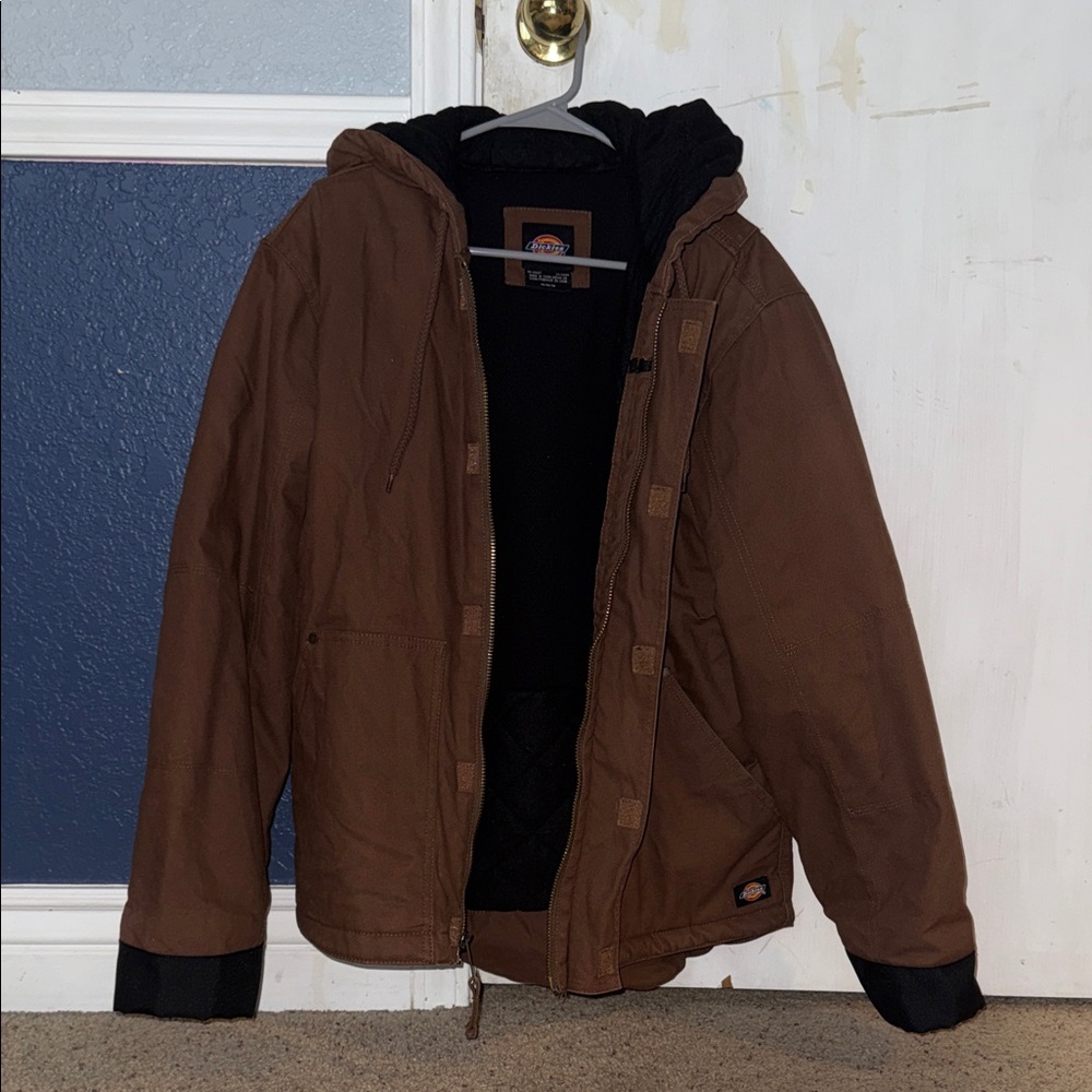 Dickies Brown Hooded Work Jacket with Black Lining